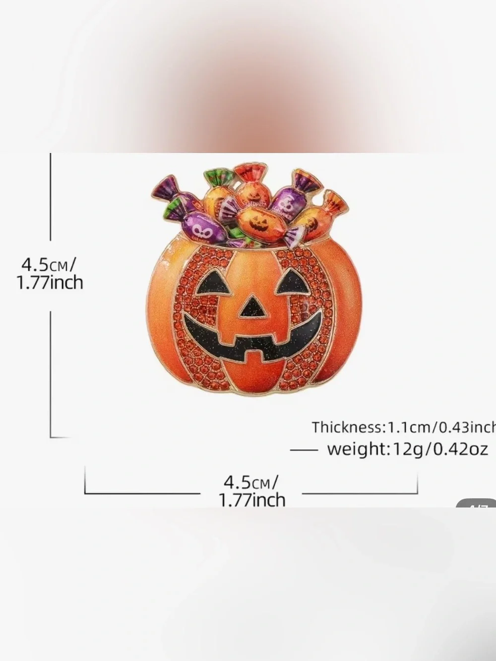 Halloween Orange Pumpkin Candy Bucket Pin - NEW
